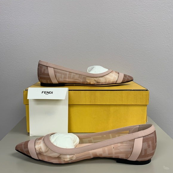 Fendi Shoes - Fendi Colibrì FF Motif Mesh Ballerina Shoes